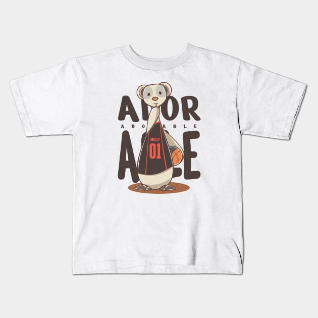 Cute Animal Character Kids T-Shirt by Alsiqcreativeart